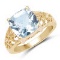 14K Yellow Gold Plated 4.45 Carat Genuine Blue Topaz .925 Sterling Silver Ring