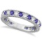 Diamond and Tanzanite Eternity Ring Band 14k White Gold (1.08ct)