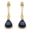 0.92 Carat Genuine Blue Sapphire and White Diamond 14K Yellow Gold Earrings