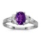 Certified 14k White Gold Oval Amethyst And Diamond Ring 0.49 CTW