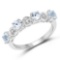 1.33 Carat Genuine Blue Topaz and White Diamond .925 Sterling Silver Ring