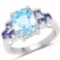 4.10 Carat Genuine Blue Topaz and Tanzanite .925 Sterling Silver Ring