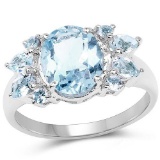 3.41 Carat Genuine Blue Topaz .925 Sterling Silver Ring