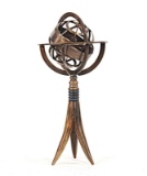 BRASS ARMILLARY ON HORN STAND