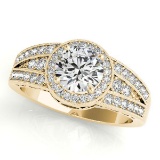 CERTIFIED 18K YELLOW GOLD .92 CT G-H/VS-SI1 DIAMOND HALO ENGAGEMENT RING