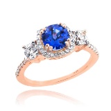 10K Rose Gold Sapphire Diamond Engagement Ring APPROX 1.81 CTW