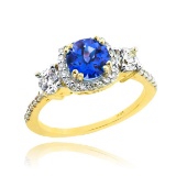 10K Gold Sapphire Diamond Engagement Ring APPROX 1.83 CTW