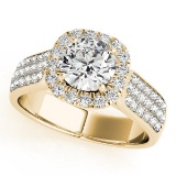 CERTIFIED 18K YELLOW GOLD 1.40 CT G-H/VS-SI1 DIAMOND HALO ENGAGEMENT RING
