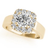 CERTIFIED 18K YELLOW GOLD 1.08 CT G-H/VS-SI1 DIAMOND HALO ENGAGEMENT RING