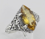 Citrine Filigree Ring - Sterling Silver