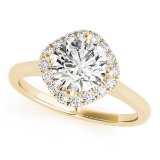CERTIFIED 18K YELLOW GOLD 1.16 CT G-H/VS-SI1 DIAMOND HALO ENGAGEMENT RING