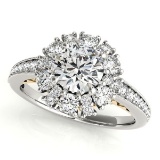CERTIFIED TWO TONE GOLD 1.41 CT G-H/VS-SI1 DIAMOND HALO ENGAGEMENT RING