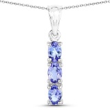 1.32 Carat Genuine Tanzanite .925 Sterling Silver Pendant