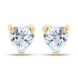 0.70 Carat Genuine Blue Topaz 10K Yellow Gold Earrings