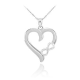 10K White Gold Infinity Heart Diamond Pendant Necklace APPROX .015 CTW (SI1-2, G-H)