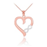 10K Two-Tone Rose Gold Infinity Heart Diamond Pendant Necklace APPROX .015 CTW (SI1-2, G-H)
