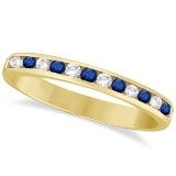 Channel-Set Blue Sapphire and Diamond Ring 14k Yellow Gold (0.40ct)