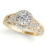CERTIFIED 18K YELLOW GOLD 1.31 CT G-H/VS-SI1 DIAMOND HALO ENGAGEMENT RING