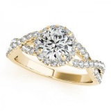 CERTIFIED 18K YELLOW GOLD 1.27 CT G-H/VS-SI1 DIAMOND HALO ENGAGEMENT RING