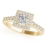 CERTIFIED 18K YELLOW GOLD 0.66 CT G-H/VS-SI1 DIAMOND HALO ENGAGEMENT RING