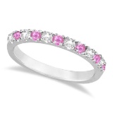 Diamond and Pink Sapphire Ring Guard Stackable 14k White Gold (0.32ct)
