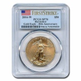 Certified Burnished American $50 Gold Eagle 2016-W SP70 PCGS 30th Anniversary
