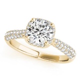 CERTIFIED 18K YELLOW GOLD 1.15 CT G-H/VS-SI1 DIAMOND HALO ENGAGEMENT RING