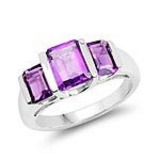 1.98 Carat Genuine Amethyst and White Topaz .925 Sterling Silver Ring