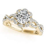 CERTIFIED 18K YELLOW GOLD 1.00 CT G-H/VS-SI1 DIAMOND HALO ENGAGEMENT RING