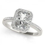 CERTIFIED 18KT WHITE GOLD 1.00 CT G-H/VS-SI1 DIAMOND HALO ENGAGEMENT RING