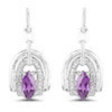 2.20 Carat Genuine Amethyst and White Topaz .925 Sterling Silver Earrings