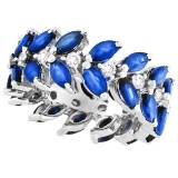 Marquise Sapphire and Diamond Eternity Ring 14k White Gold (5.03ct)