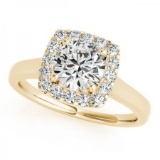 CERTIFIED 18K YELLOW GOLD 1.57 CT G-H/VS-SI1 DIAMOND HALO ENGAGEMENT RING