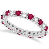 Eternity Diamond and Ruby Ring Band 14k White Gold (2.35ct)