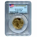 Certified American $25 Gold Eagle 2013 MS70 PCGS First Strike