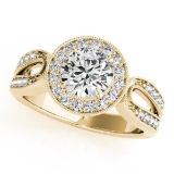 CERTIFIED 18K YELLOW GOLD .72 CT G-H/VS-SI1 DIAMOND HALO ENGAGEMENT RING
