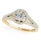 CERTIFIED 18K YELLOW GOLD 1.11 CT G-H/VS-SI1 DIAMOND HALO ENGAGEMENT RING
