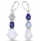 10.17 Carat Genuine Lapis Labradorite and White Rainbow Moonstone .925 Sterling Silver Earrings