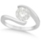 Tension Set Solitaire Diamond Engagement Ring 14k White Gold 1.00ct