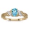 Certified 14k Yellow Gold Oval Blue Topaz And Diamond Ring 0.41 CTW