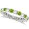 Peridot and Diamond Eternity Ring Band 14k White Gold (1.07ct)