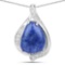 2.39 Carat Genuine Blue Aventurine and White Topaz .925 Sterling Silver Pendant