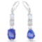 10.12 Carat Genuine Labradorite Lapis and Blue Topaz .925 Sterling Silver Earrings