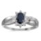 Certified 14k White Gold Oval Sapphire And Diamond Ring 0.4 CTW