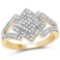 14K Yellow Gold Plated 0.32 Carat Genuine White Diamond .925 Sterling Silver Ring