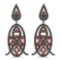 7.63 Carat Genuine Garnet and Black Spinel .925 Sterling Silver Earrings