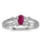 Certified 14k White Gold Oval Ruby Ring 0.18 CTW