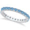 Blue Topaz Eternity Stackable Ring Band 14K White Gold (0.75ct)
