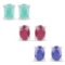 2.96 Carat Emerald Glass Filled Ruby and Glass Filled Sapphire .925 Sterling Silver Earrings