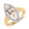 14K Yellow Gold Plated 2.90 Carat Genuine Crystal Quartz .925 Sterling Silver Ring